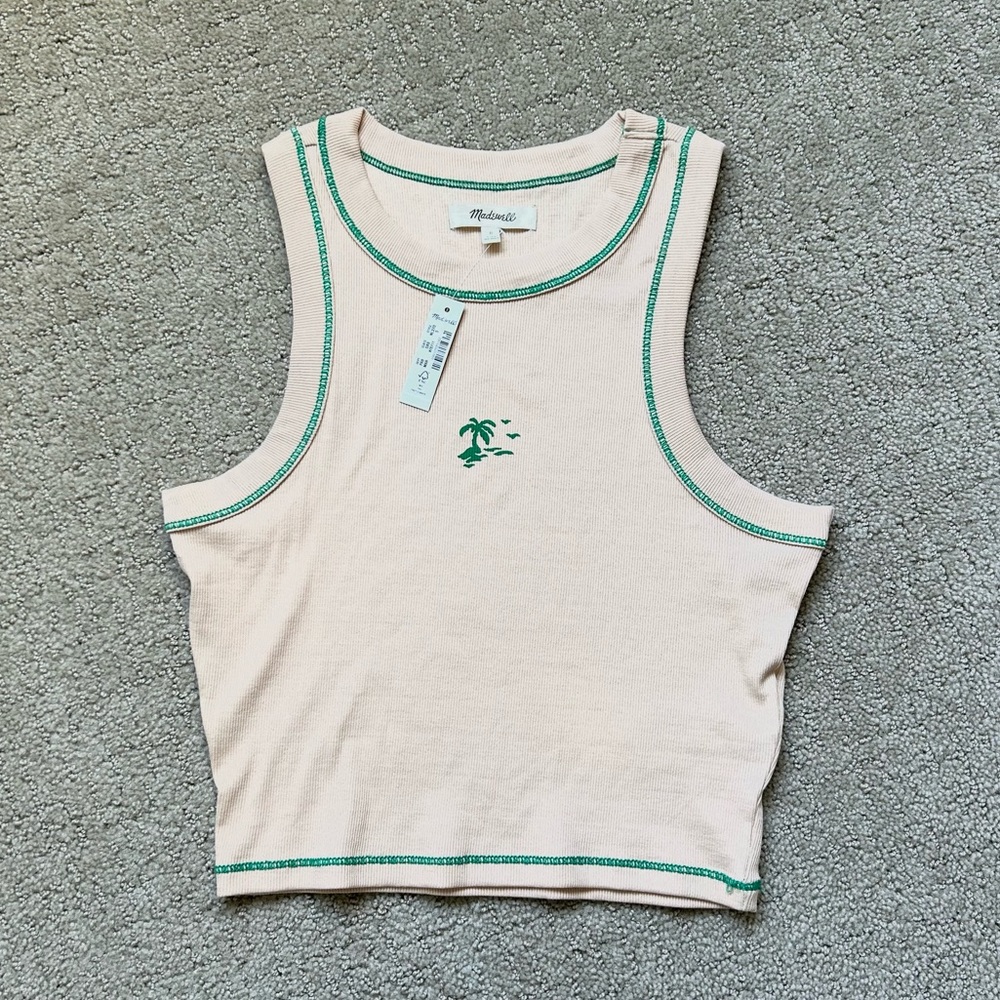 (NWT) Madewell Paradise Palm Graphic Supima Rib Crop Tank